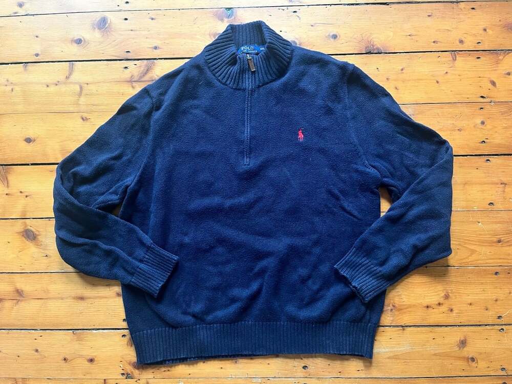 Polo Ralph Lauren Quarter-Zip Sweater Size XXL Navy Blue Knit Pullover